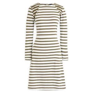 J. Crew 365 Olive Green & White Knit Fit & Flare 3/4 Sleeve Stripe Dress, size L